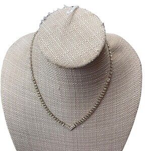 Vintage Rhinestone V Necklace. Silver tone